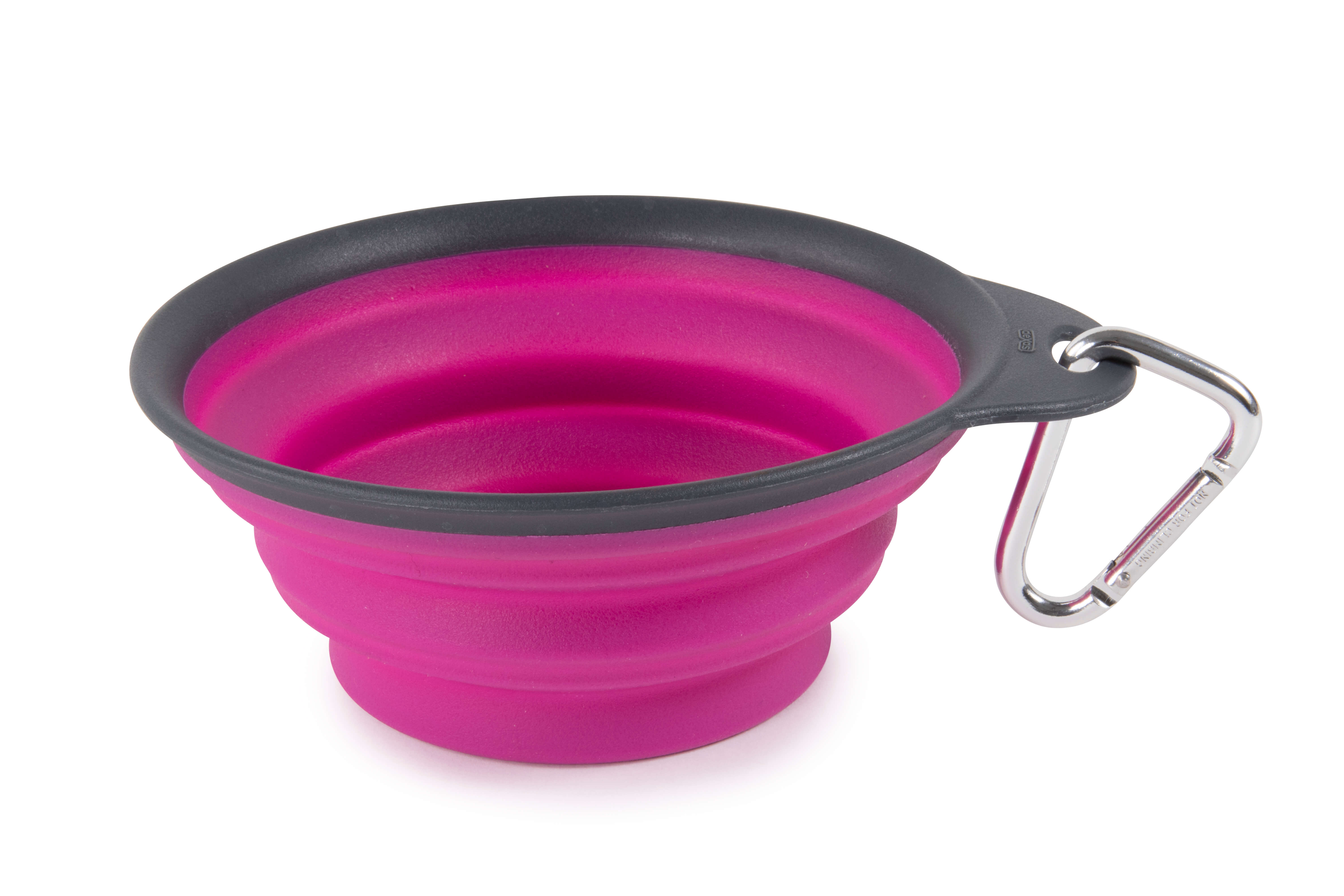 dexas travel bowl 2 cup for dogs in pink side view