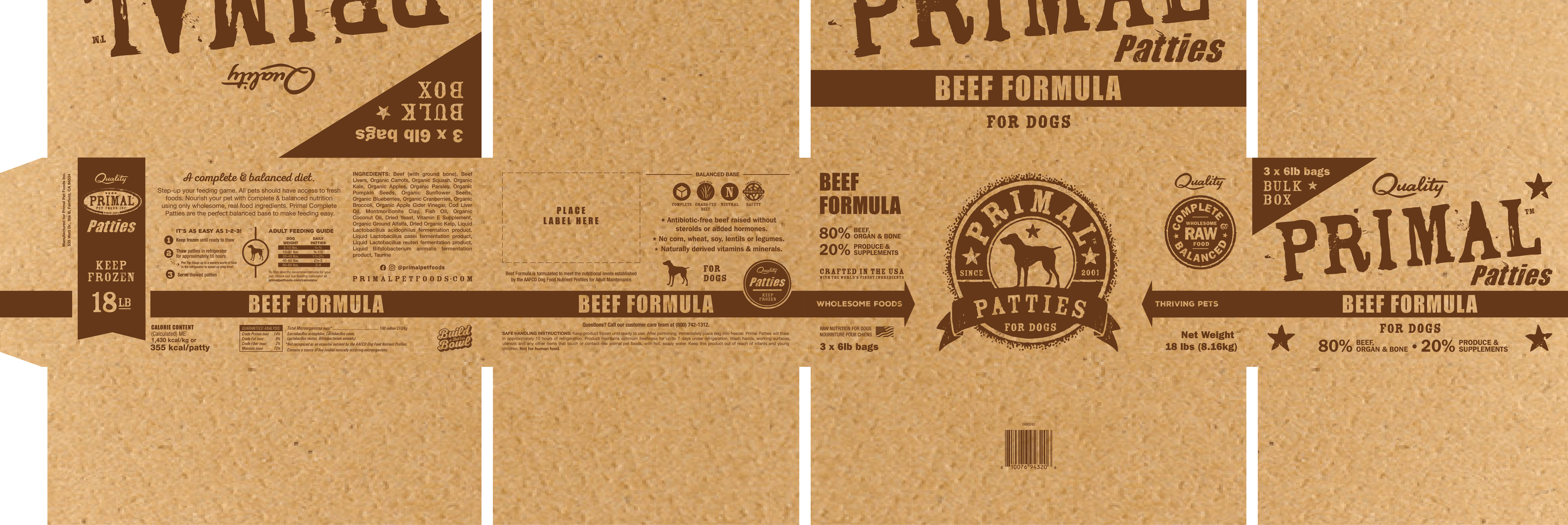 Primal - Frozen Dog Food - Patties