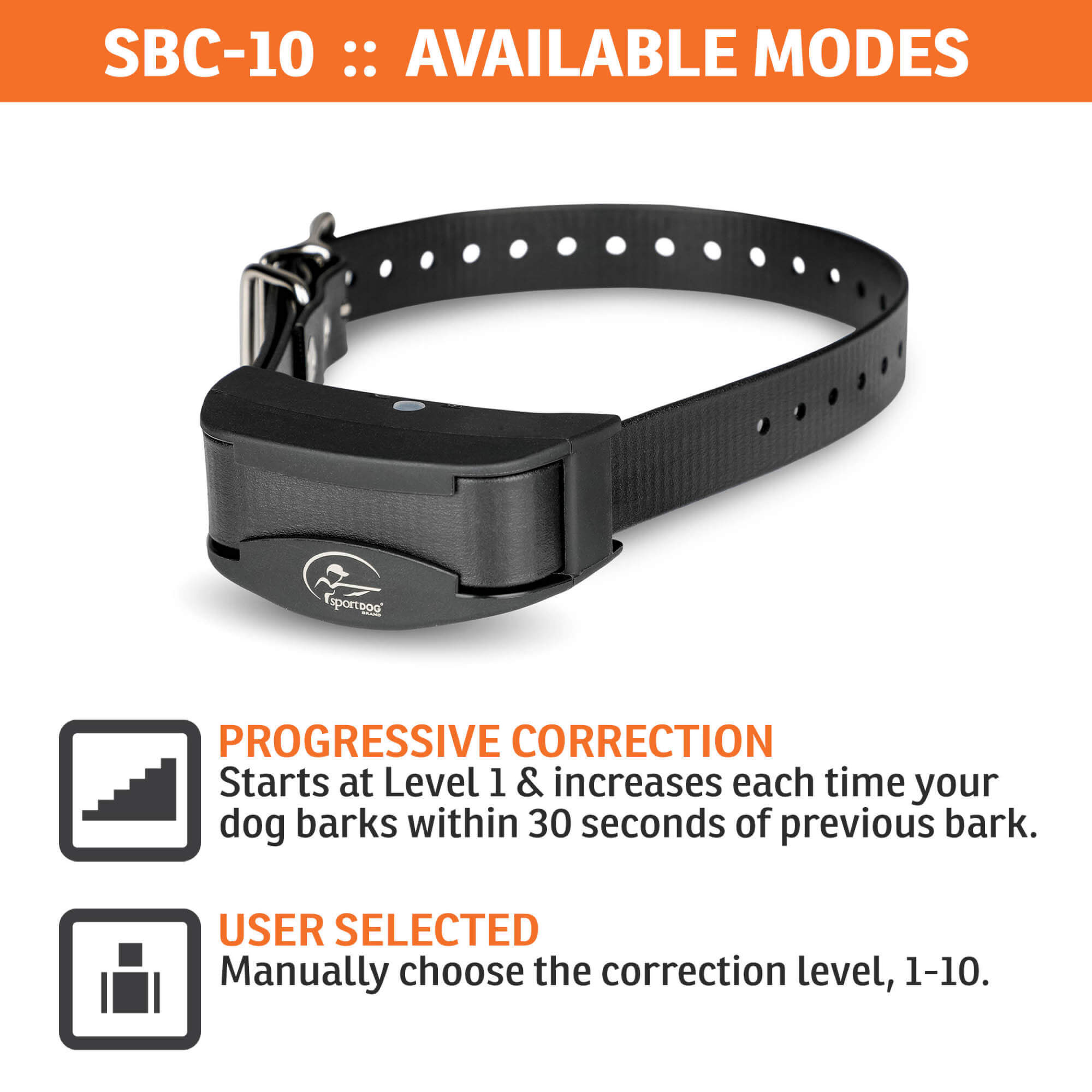 SportDog no bark dog Collar SBC-10 available modes