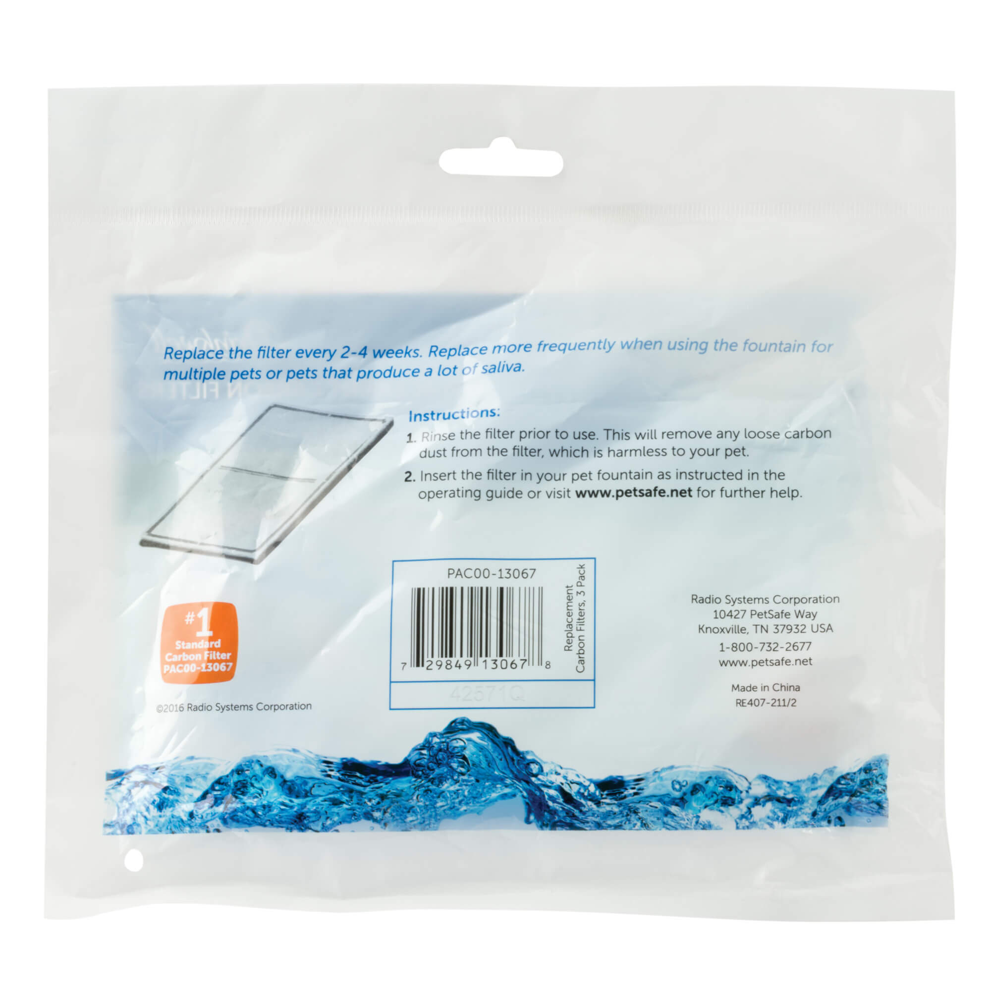 Drinkwell activated carbon replacement filter - back of packaging