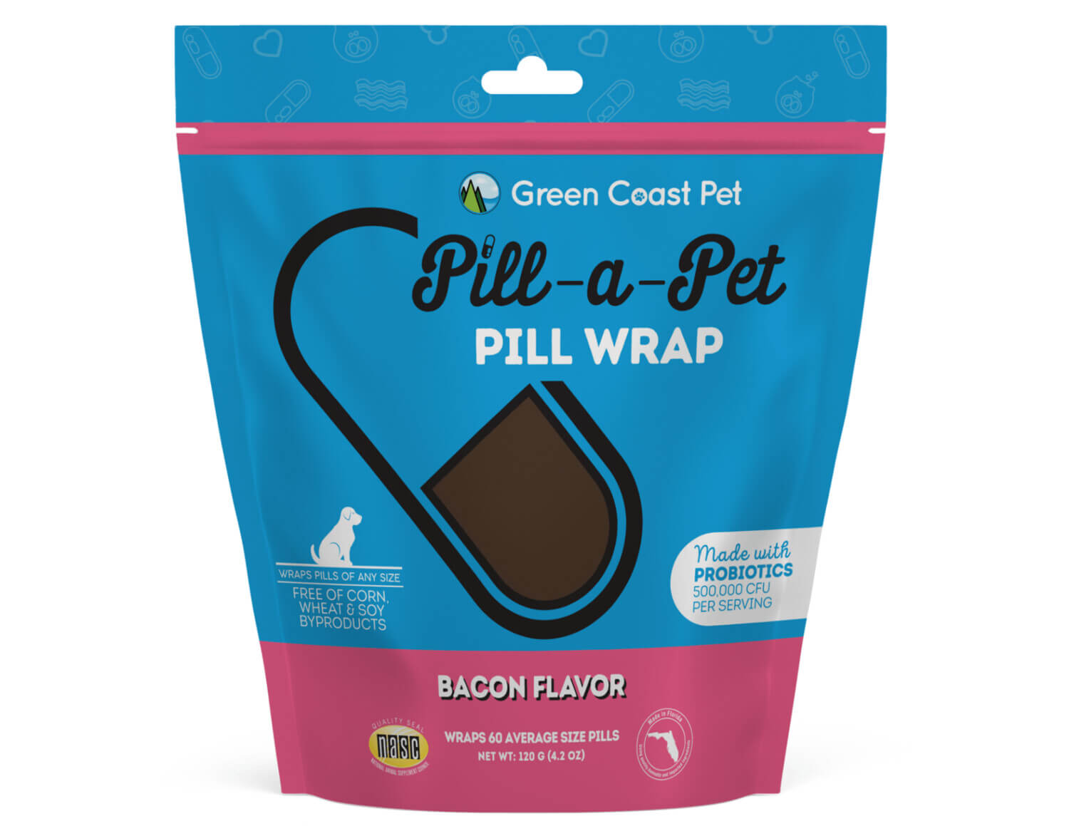 Green Coast Pet Pill a pet bacon pill wrap 4 oz bag