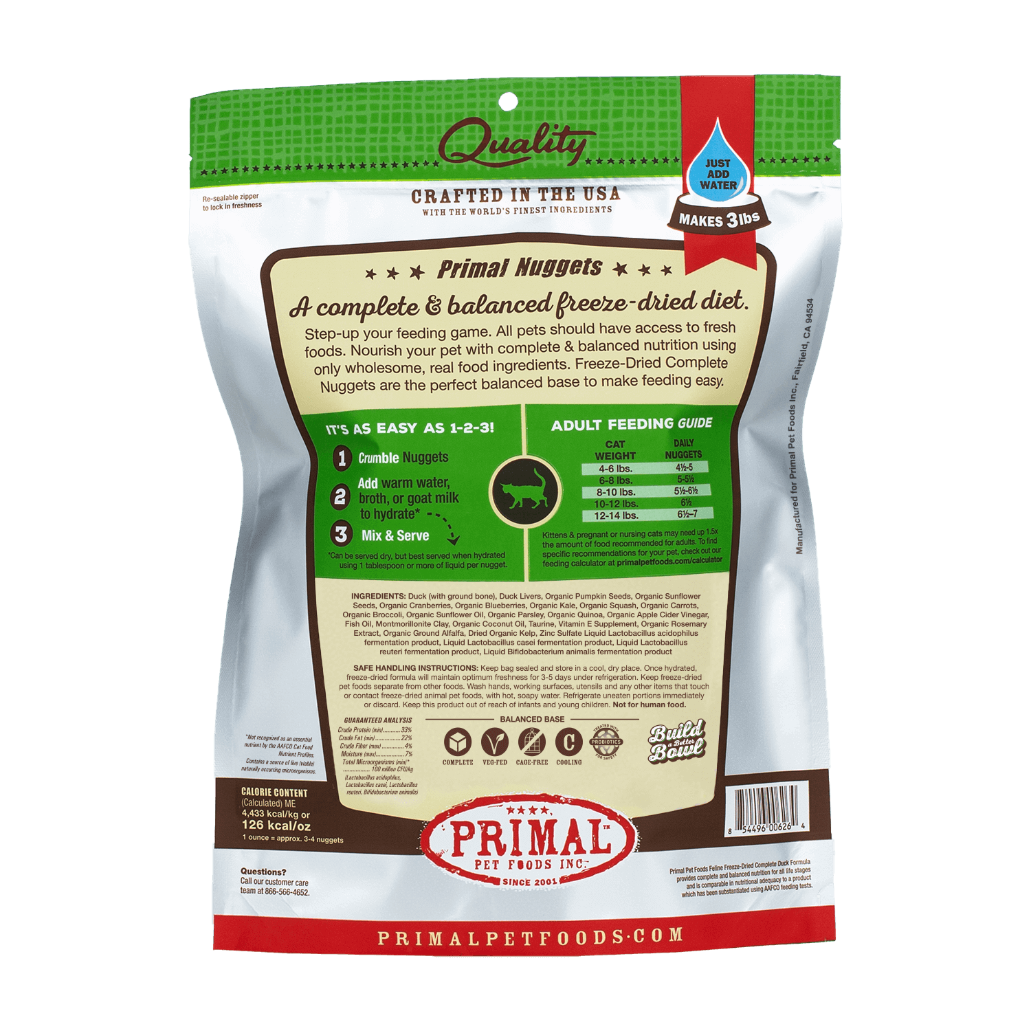 primal freeze-dried nuggets duck back