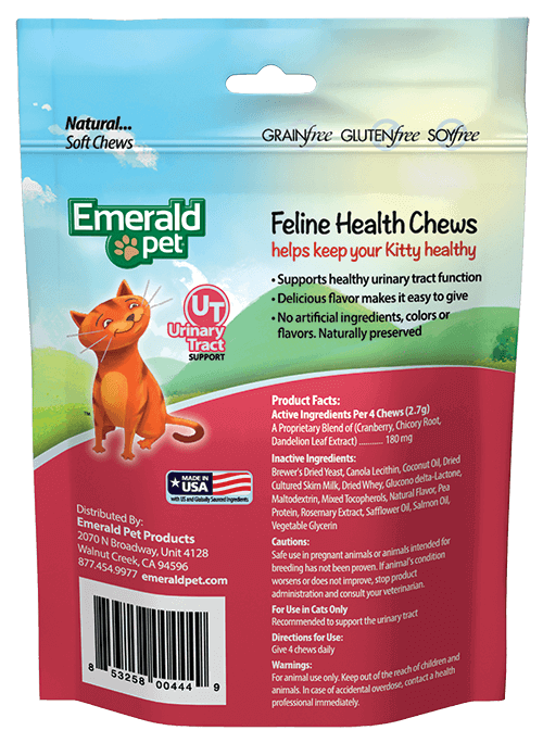 emerald pet urinary tract support cat treats back of bag