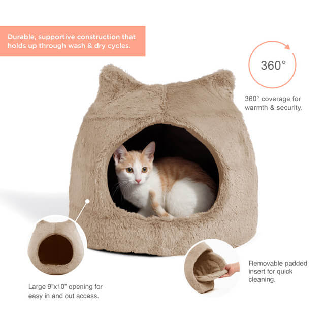 Outward Hound - Cat Bed - Meow Hut Calming Covered Bed