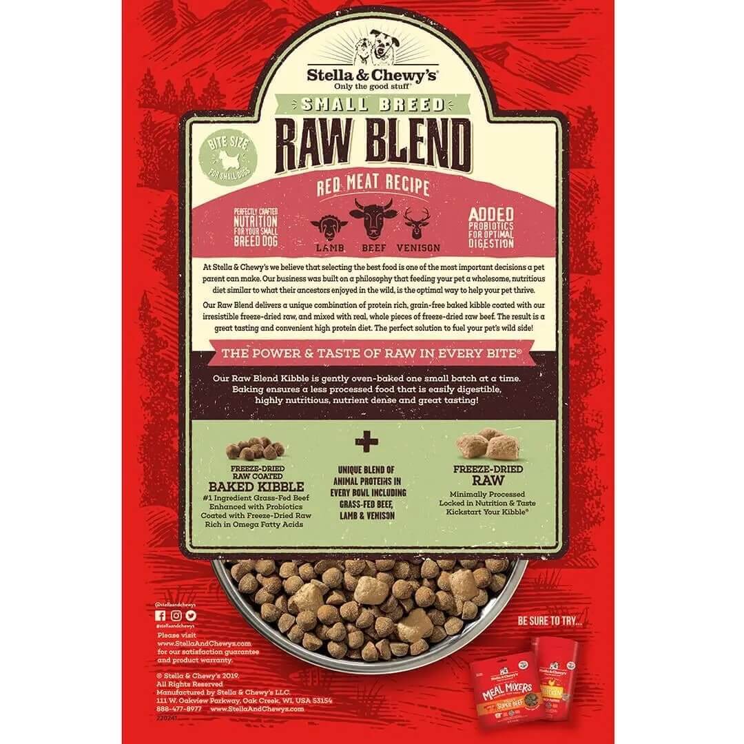 stella and chewys raw blend red meat small breed dog food back of bag