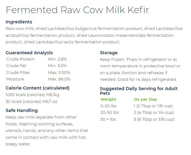 Answers Fermented Raw Cow Milk Ingredient list