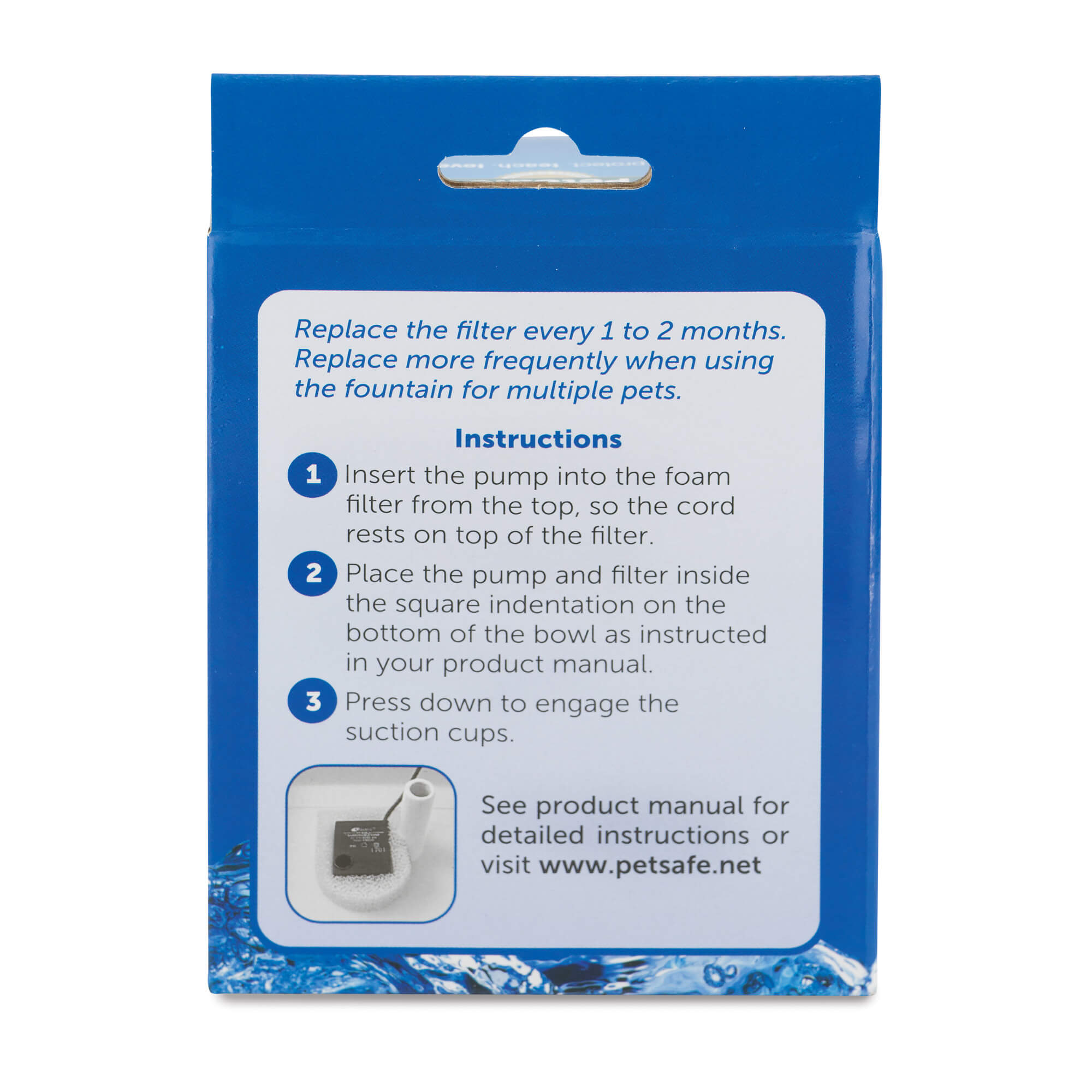 Drinkwell foam filter for ceramic fountains - back of packaging