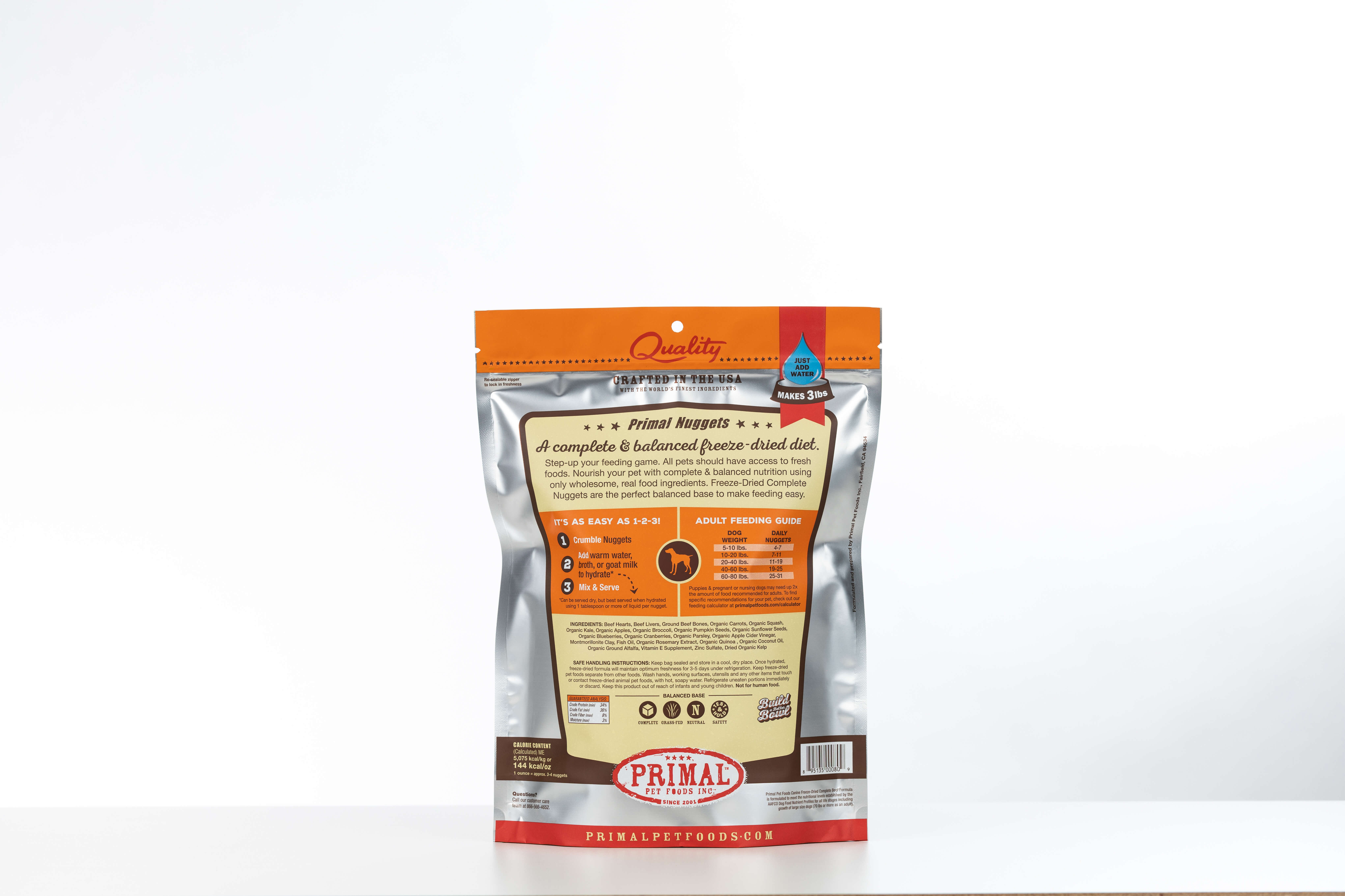 Primal freeze-dried nuggets beef back