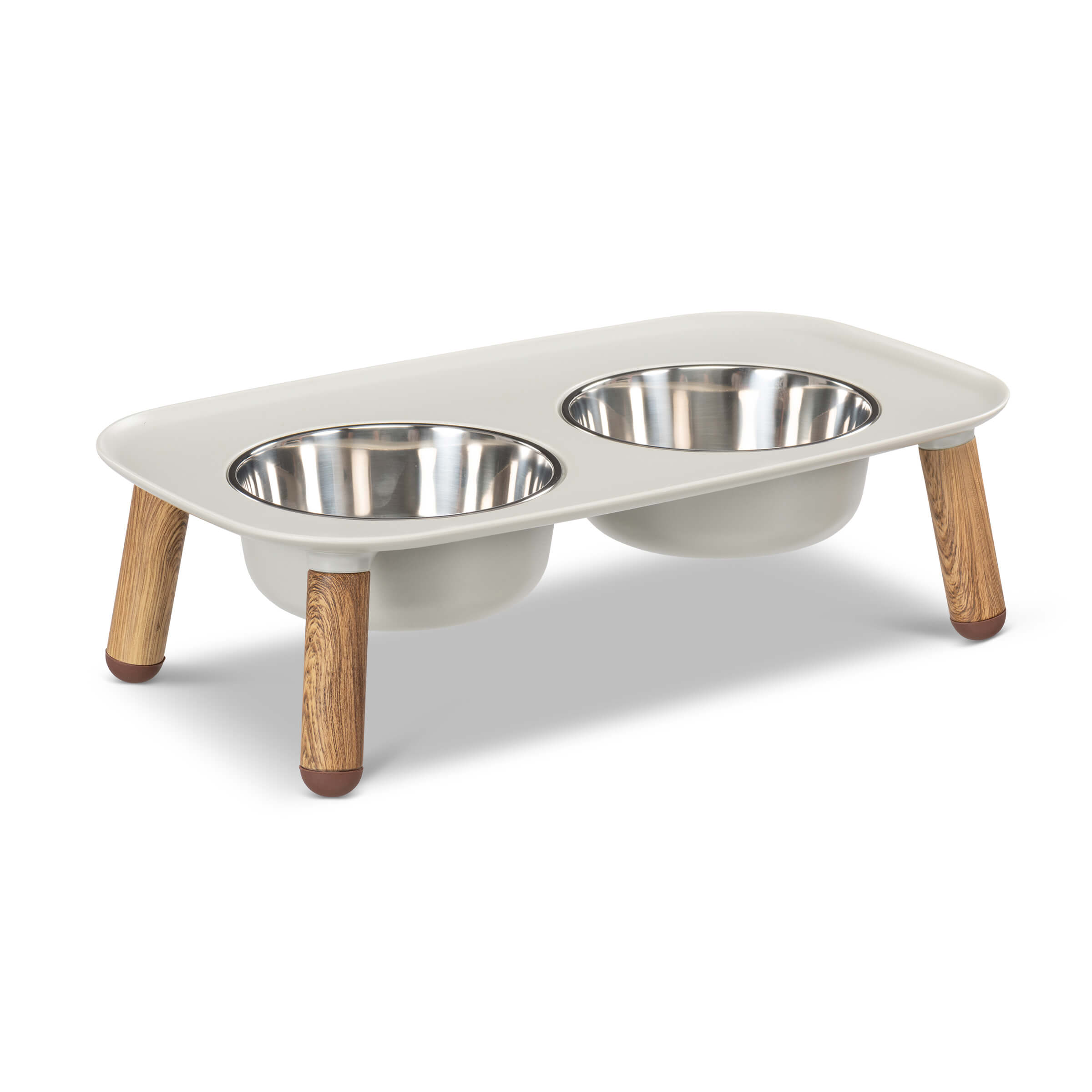 Messy Mutts - Elevated Double Feeder - Light Grey with Adjustable Legs