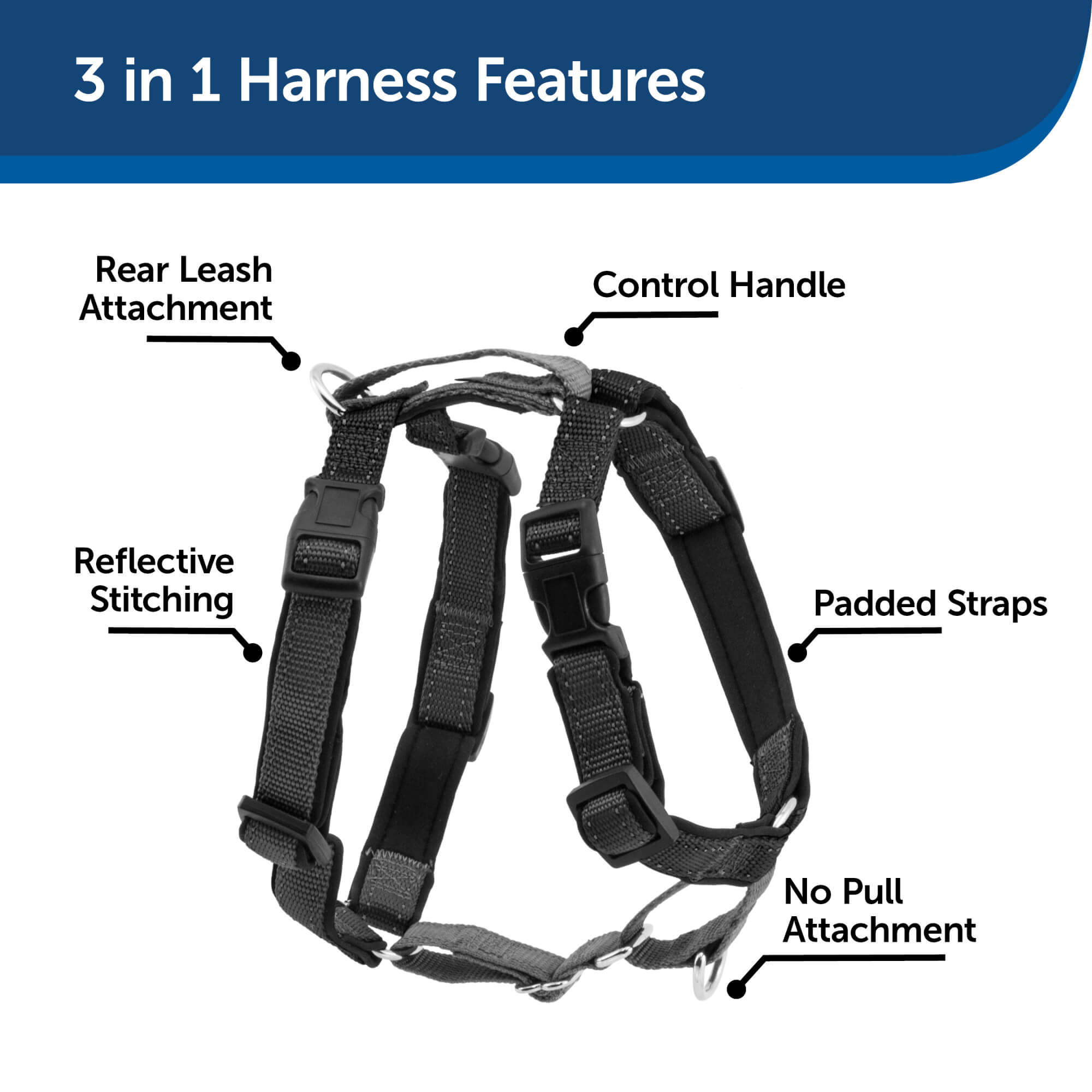PetSafe 3 in 1 black dog harness medium