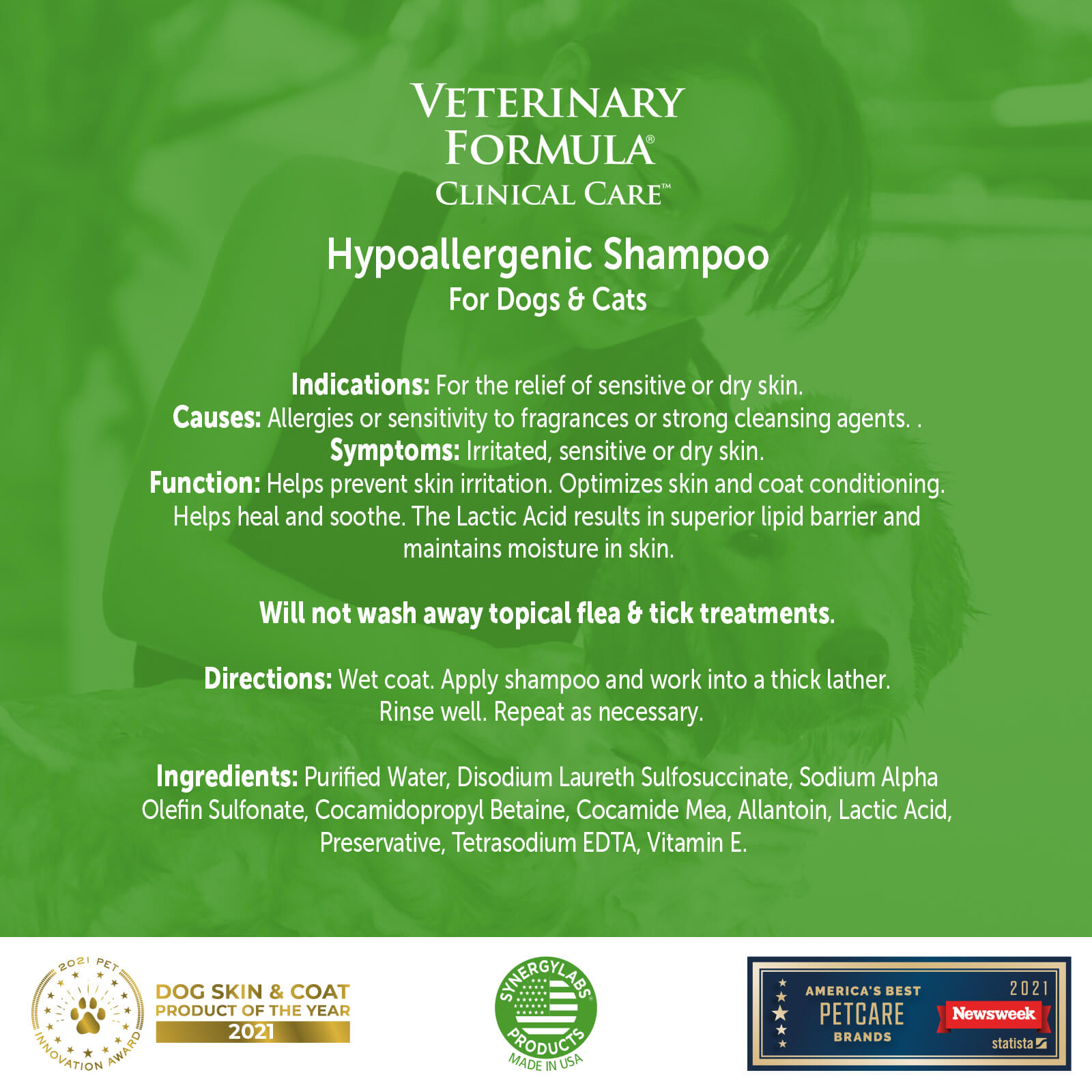 veterinary formula clinical care hypoallergenic sampoo 16oz label