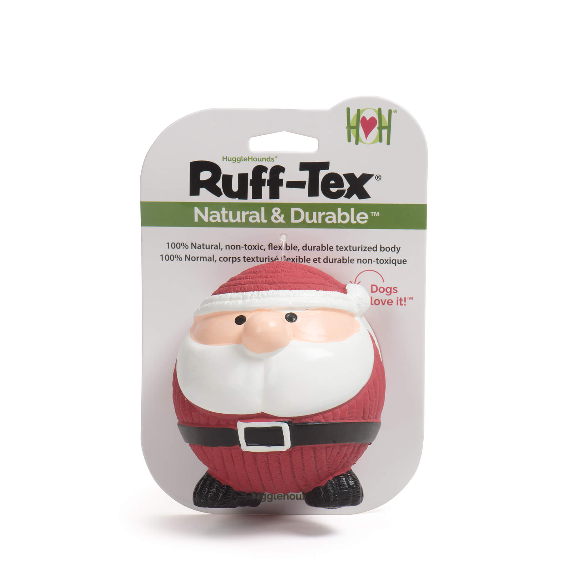 HuggleHounds Ruff-Tex Santa ball in packaging