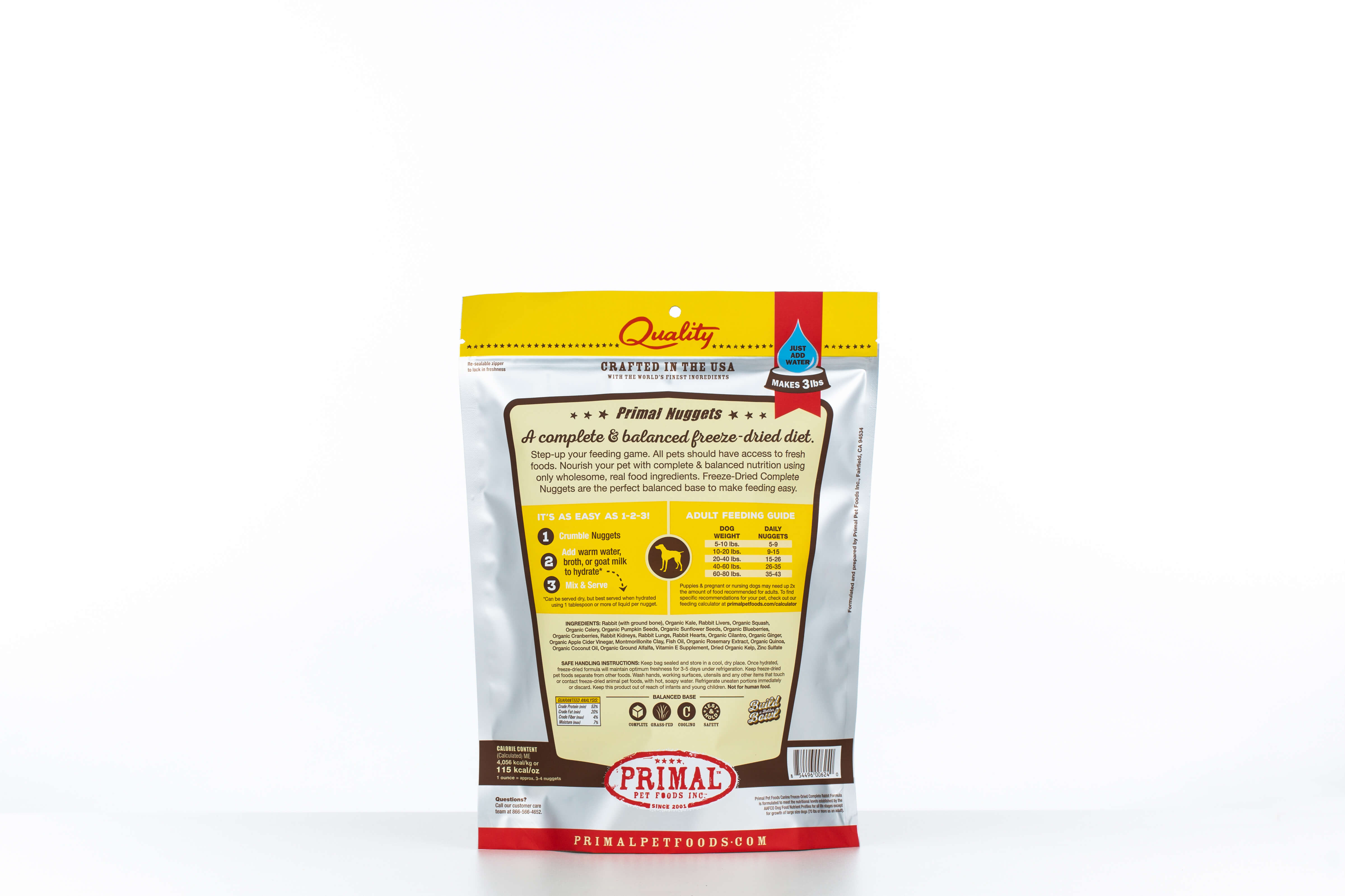 Primal freeze-dried nuggets rabbit back