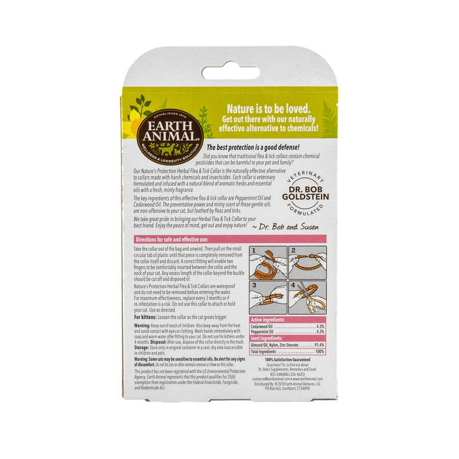 earth animal flea and tick collar for cats back of box