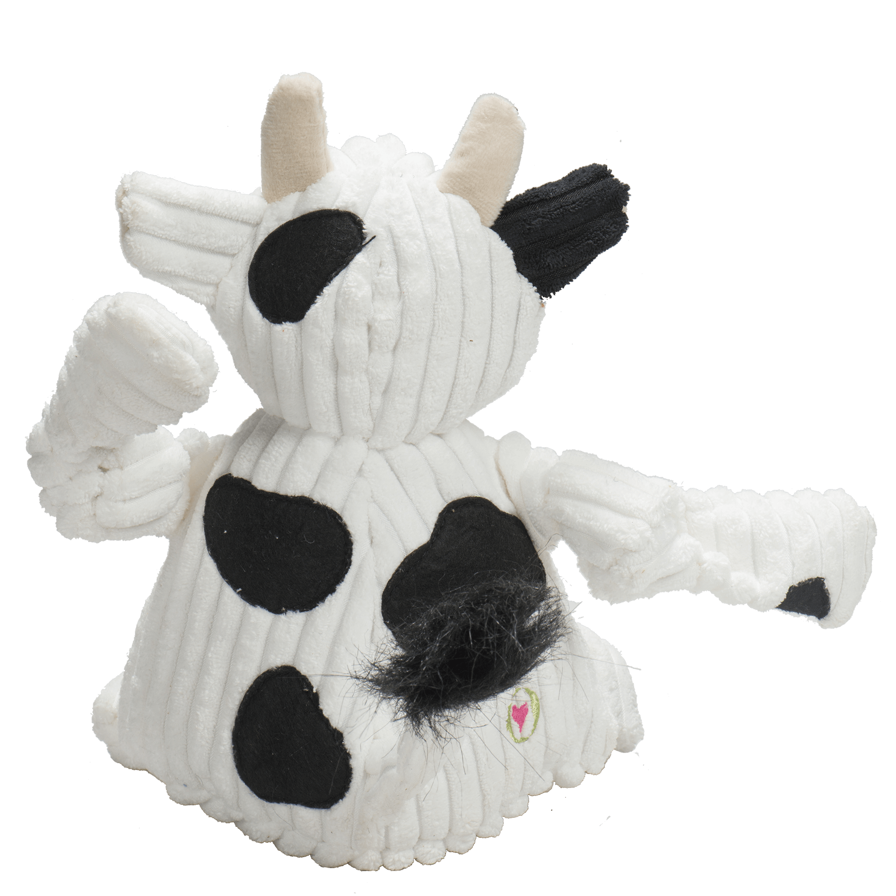 HuggleHounds Dog toy knottie cow back