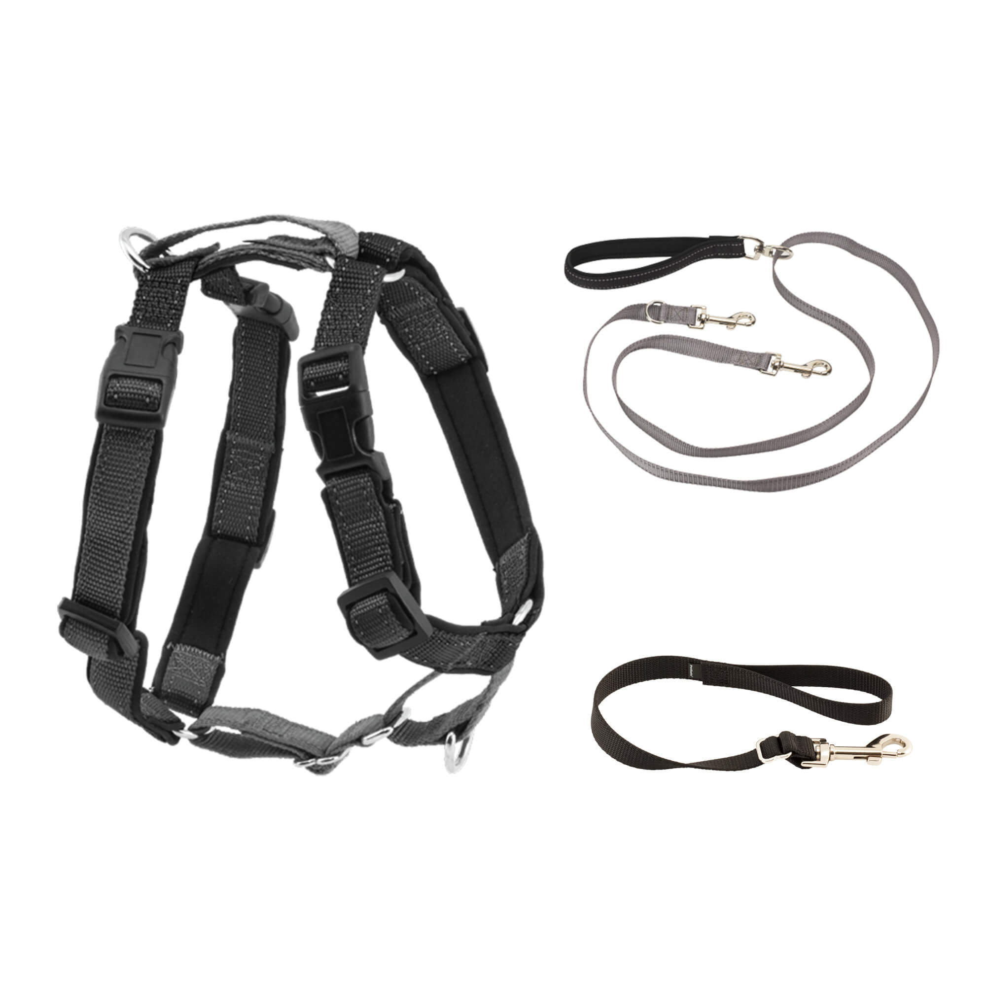 PetSafe 3 in 1 black dog harness with leash attachments