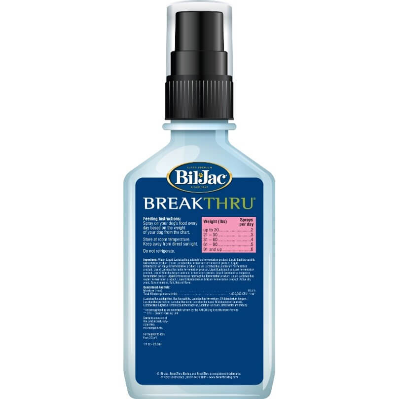 Breakthru biotics spray back of bottle