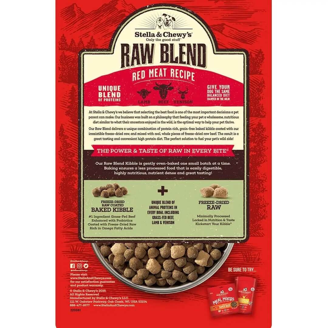 stella and chewys raw blend red meat dog food back of bag