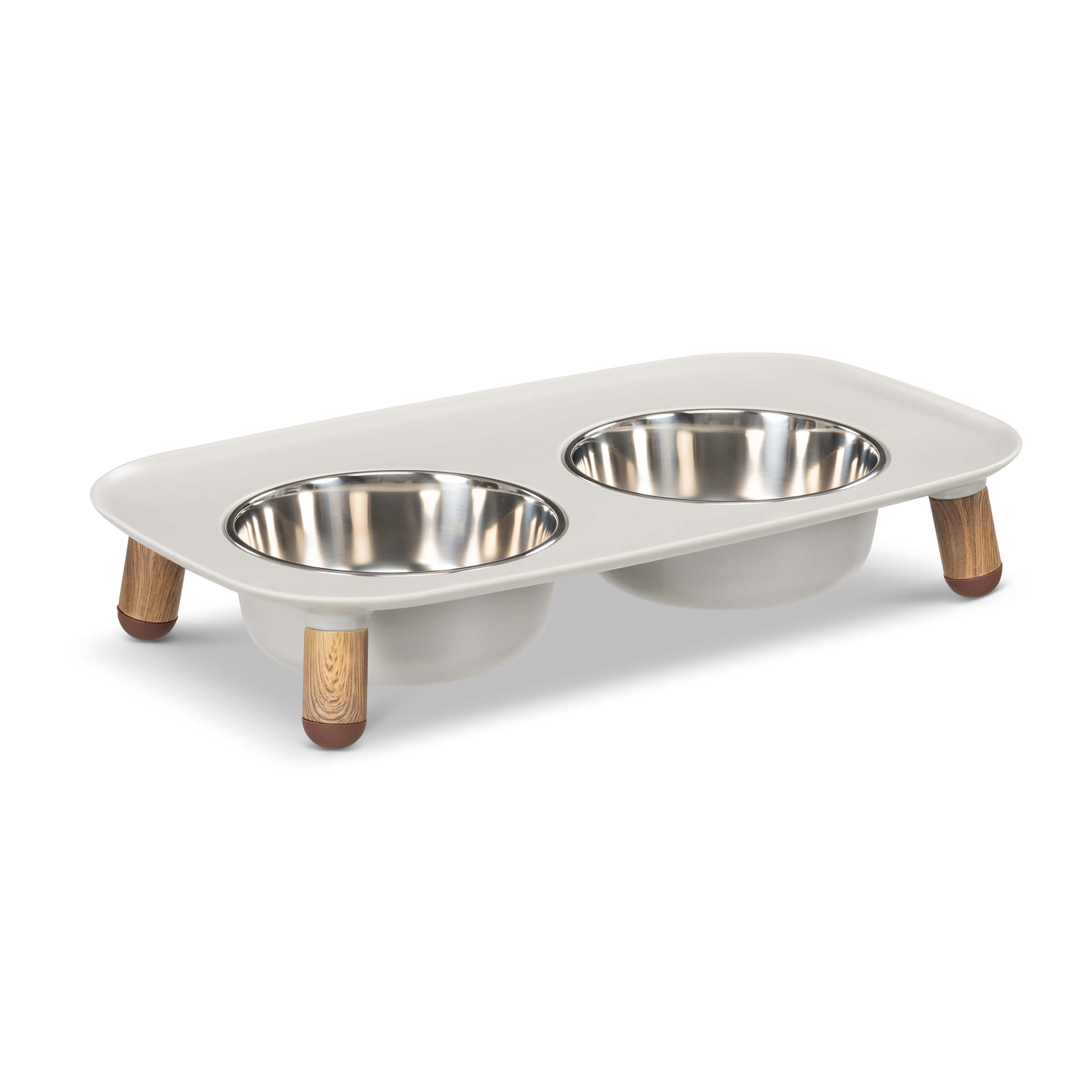 Messy Mutts - Elevated Double Feeder - Light Grey with Adjustable Legs