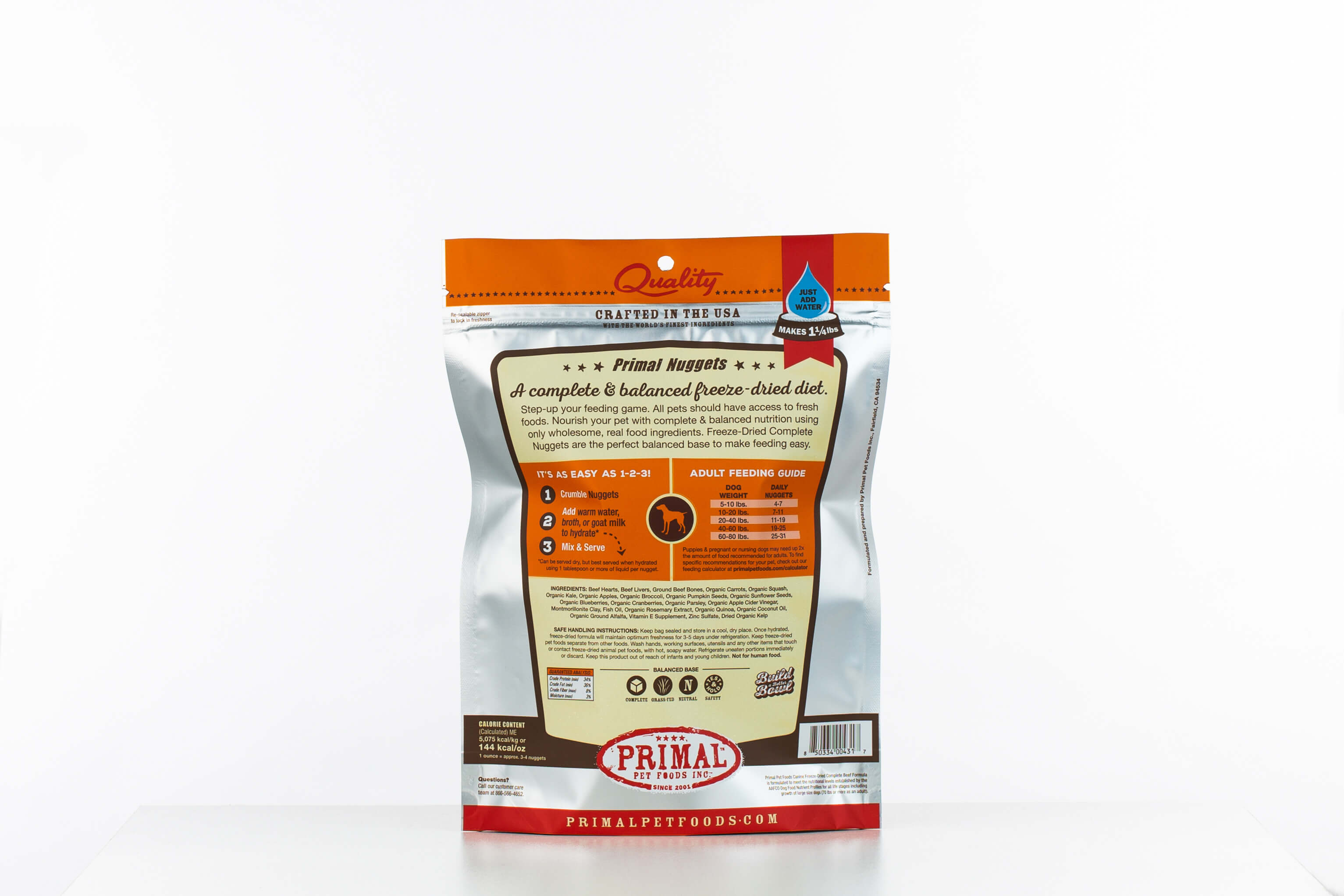 Primal freeze-dried nuggets beef