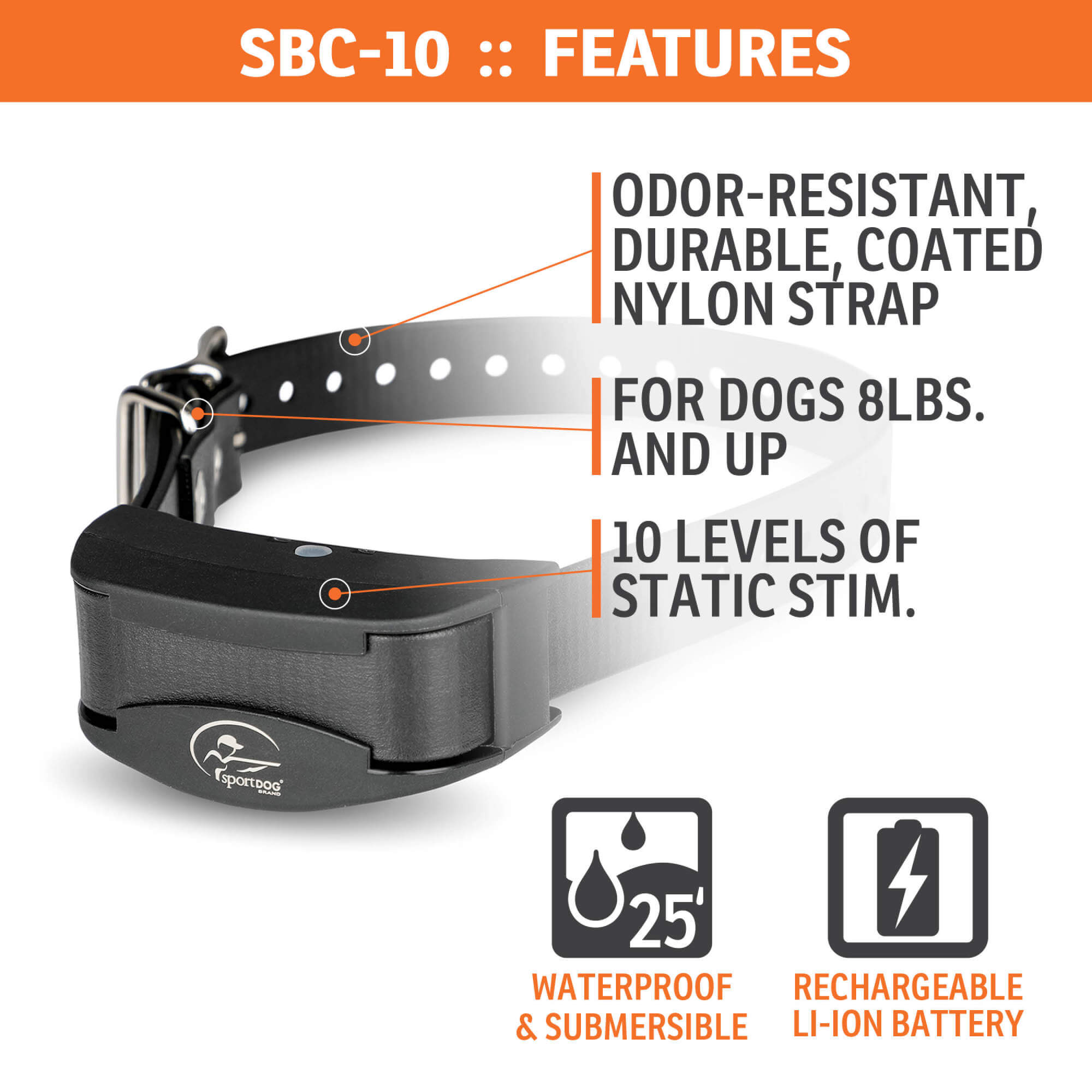 SportDog no bark dog Collar SBC-10 features