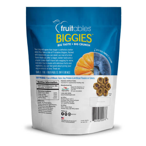 Fruitables - Dog Treat - Pumpkin and Blueberry