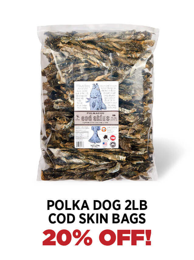 20% Off Polka Dog 2lb Cod Skin Bags