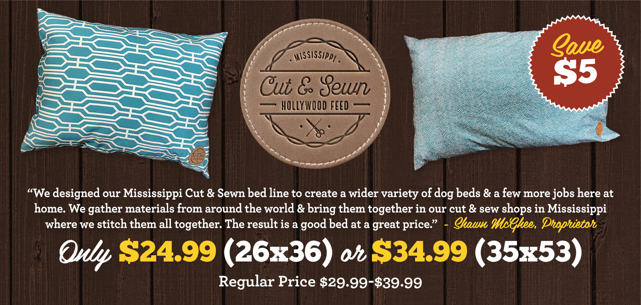 Hollywood Feed Cut & Sewn Pillow Beds - ONLY $24.99 (26x36) OR $34.99 (35x53)