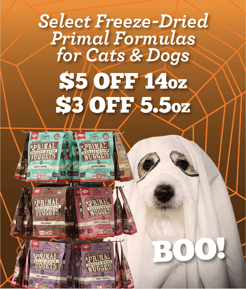 Select Freeze-Dried Primal Formulas for Cats & Dogs - $5 Off 14OZ and $3 for 5.5OZ