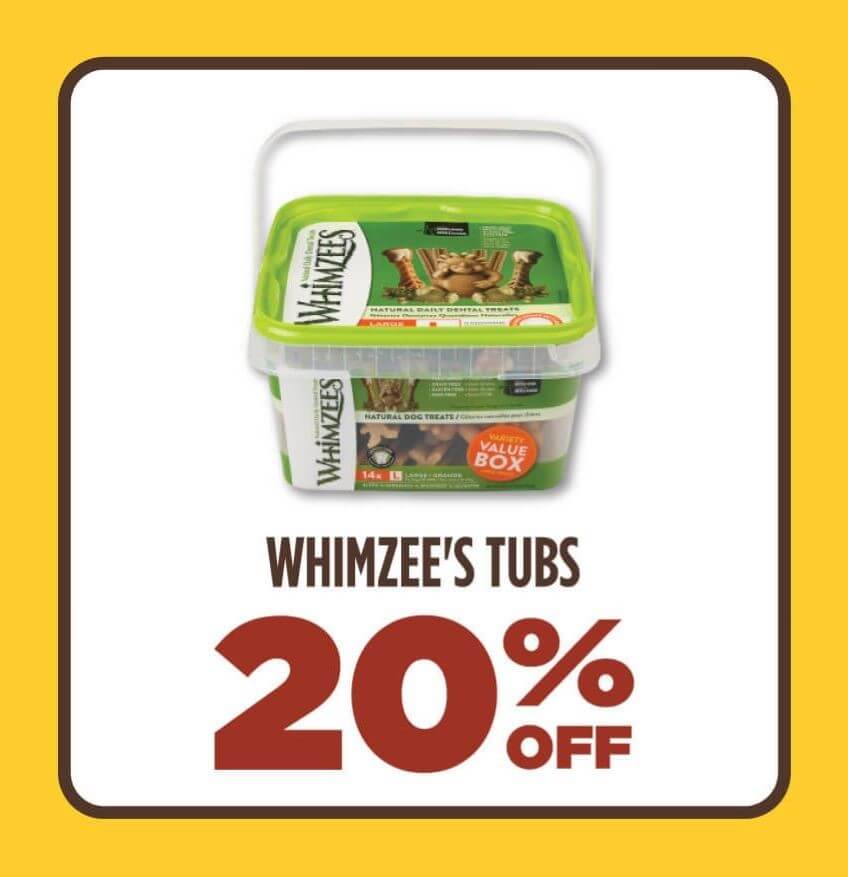 20% Off Whimzee's Tubs (Pet Dental Health Month)
