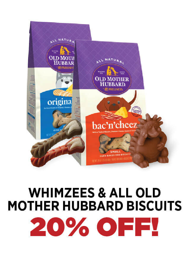 20% Off All Whimzees and All Old Mother Hubbard Biscuits