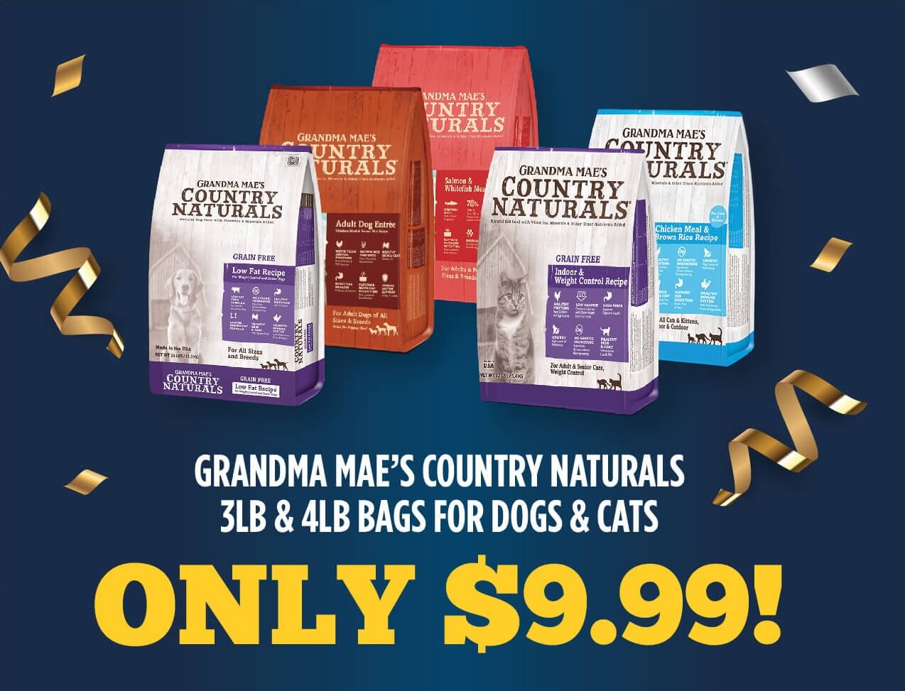 Country Naturals Dog & Cat 3lb & 4lb bags ONLY $9.99