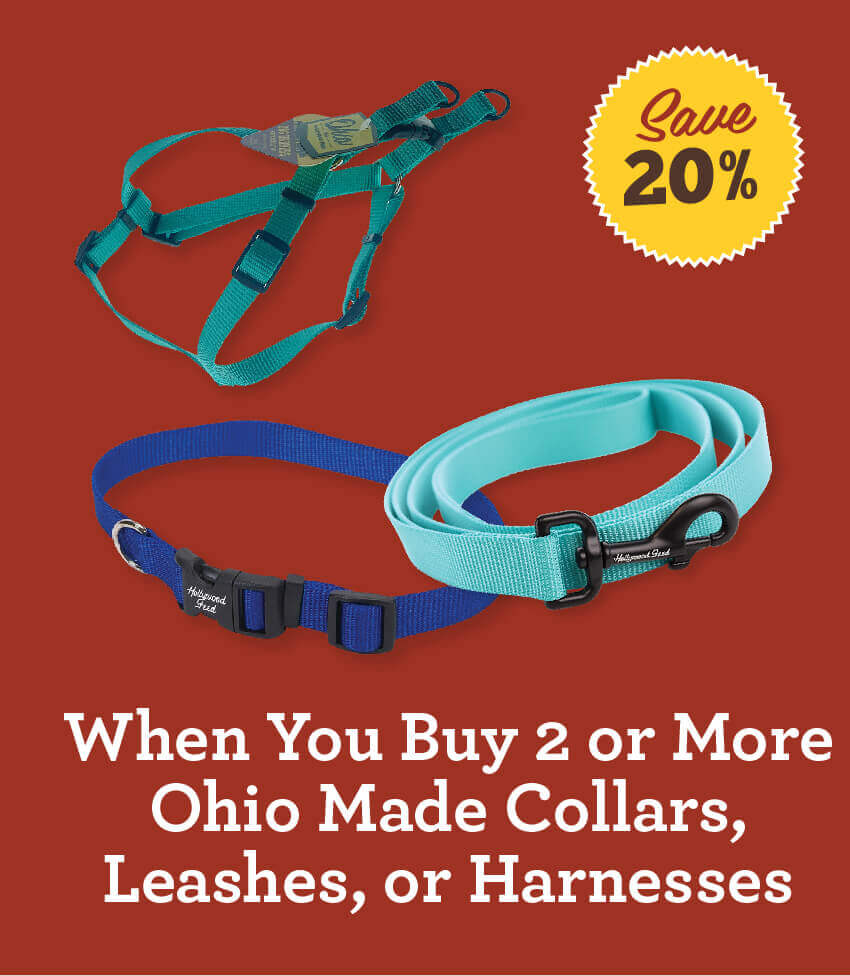 Save 20% When you Buy 2 or More Ohio Made Collars, Leashes, or Harnesses