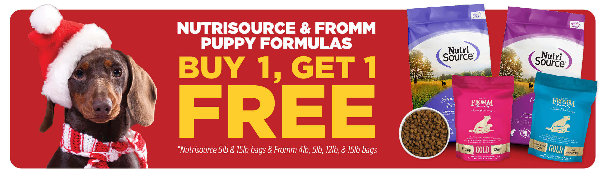 Buy One Get One Free Nutrisource Puppy 5lb & 15lb Formulas