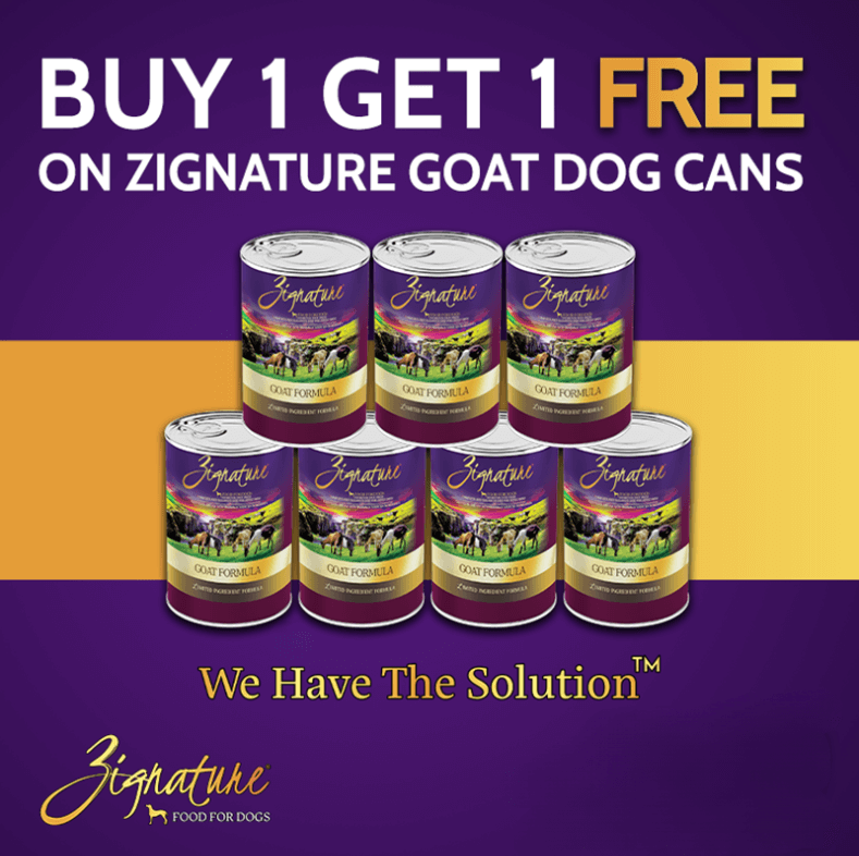 Buy 1, Get 1 FREE on Zignature Goat Dog Cans
