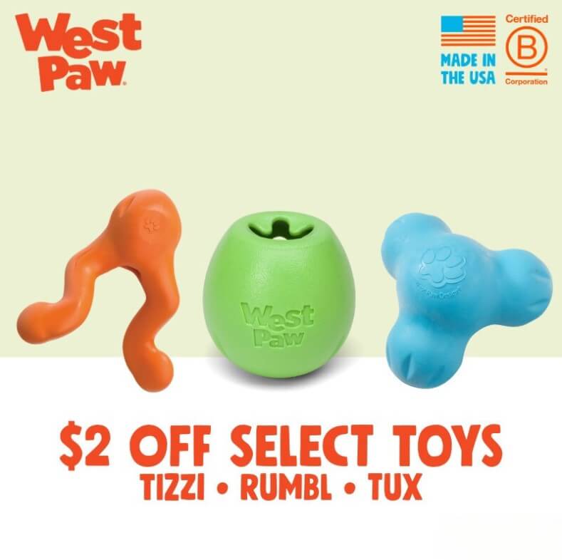 $2 off select West Paw toys.