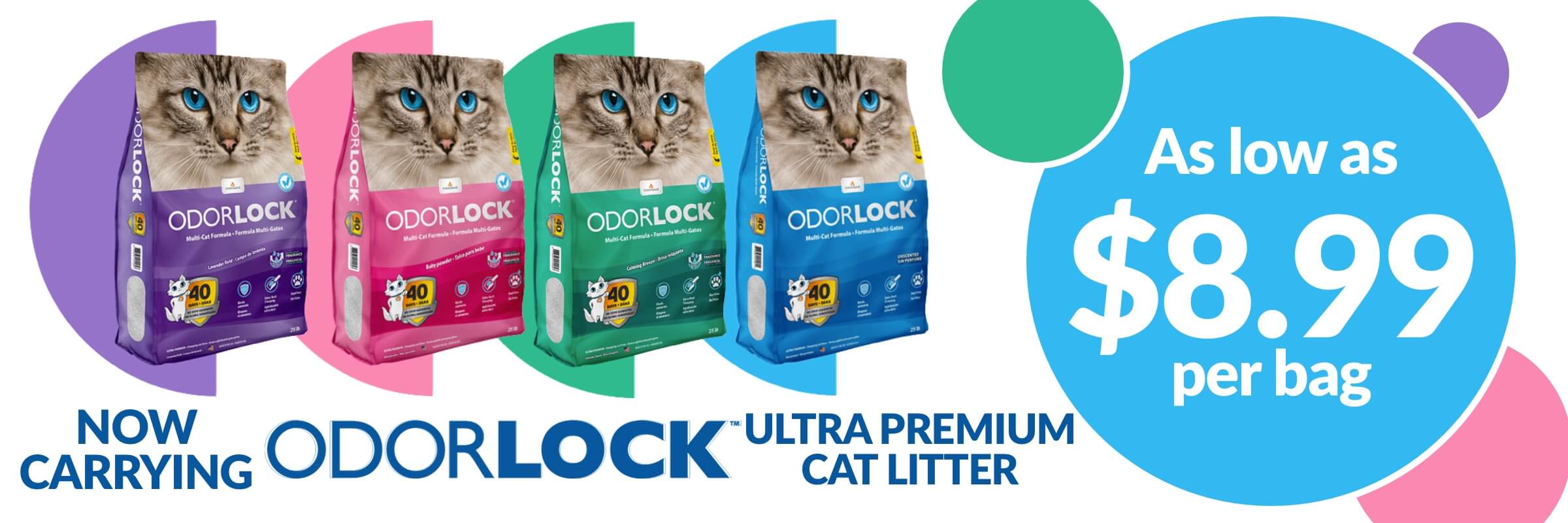 Now Carrying Odorlock Ultra Premium Cat Litter Starting at $8.99