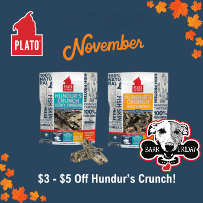 Get $3.00 OFF 3.5oz bags and $5.00 OFF 10oz bags of Hundur's Crunch Fingers and Mini's!