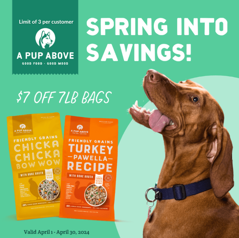 Save $7.00 on any recipe of A Pup Above 7lb Gently Cooked Frozen Food.
