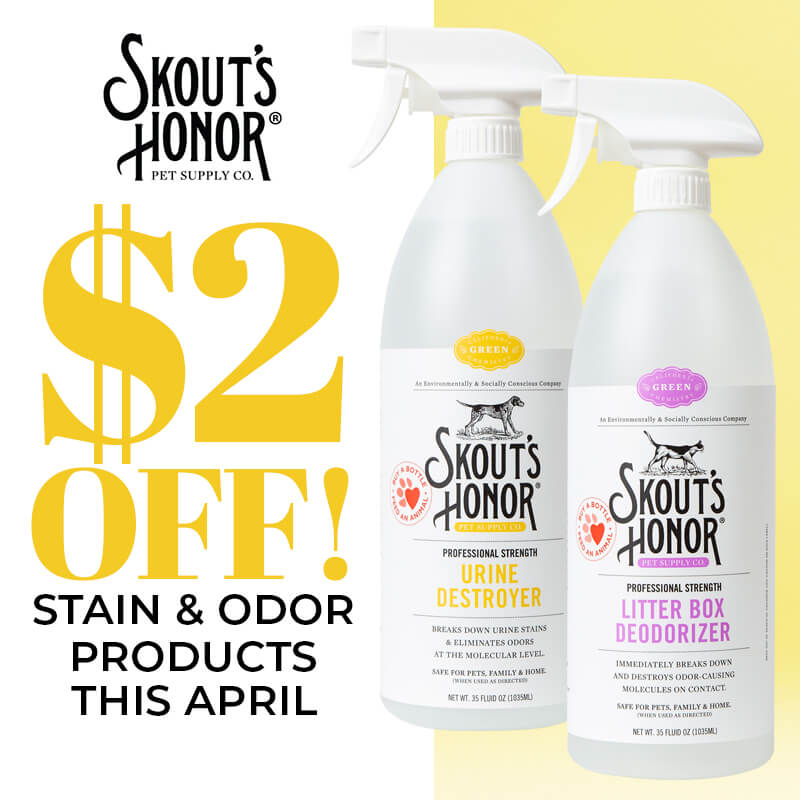 Save $2.00 on Skout's Honor Stain & Odor Products