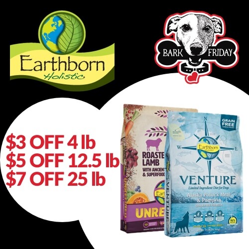 Earthborn Holistic $3 off 4 lb $5 off 12.5 lb and $7 off 25 lb bags