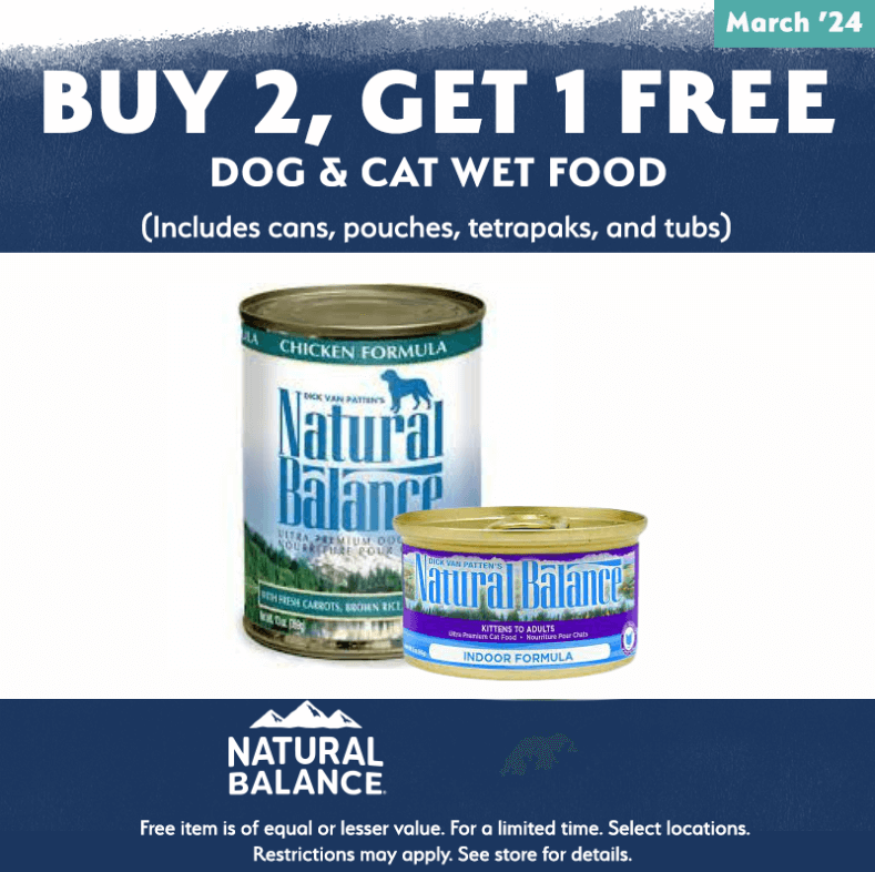 Buy 2, Get 1 FREE on all Natural Balance Dog & Cat Wet Food