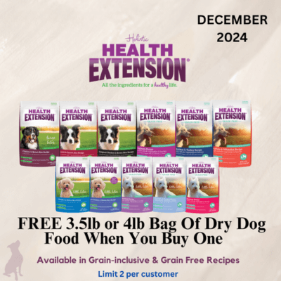 Buy (1) 3.5lb or 4lb bag of Grain-Inclusive or Grain-Free Dry Dog Food, Get 1 FREE!