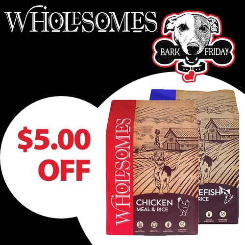 $5 off Wholesomes Dry Dog Food