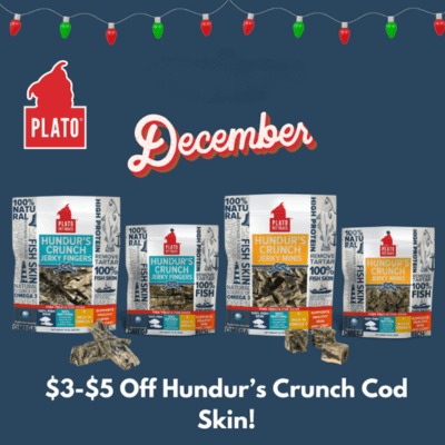 Get $3.00 OFF 3.5oz bags of Hundur's Crunch Fingers and Mini's!