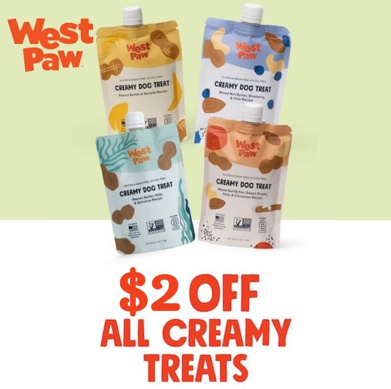 $2 off all West Paw Creamy Treats.