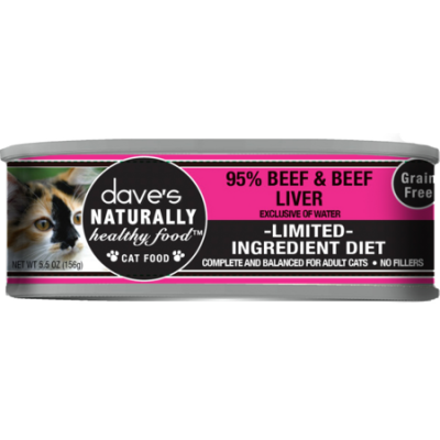 Dave's Cat Naturally Healthy, 5.5 oz, 95% Beef & Beef Liver