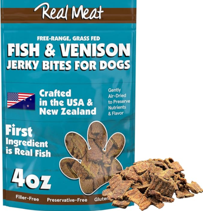 The Real Meat Co Jerky for Dogs 4oz-Fish & Venison-