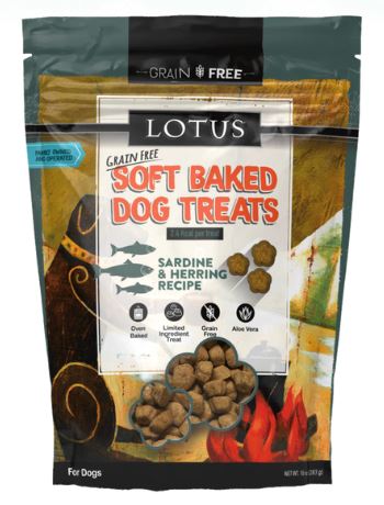 Lotus Grain-Free Soft Baked Dog Treats 10oz, Sardine and Herring