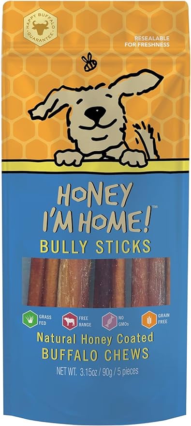 Honey I'm Home Honey Coated Buffalo Bully Stick 6" (5ct)